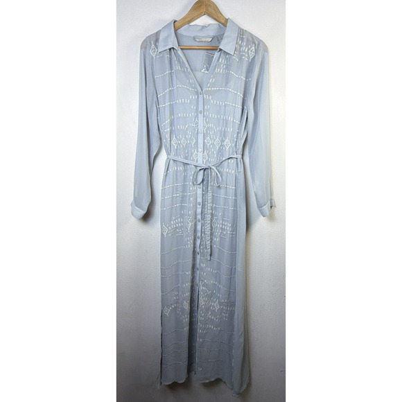 Soft Surroundings large Ibiza Georgette Embroidered Maxi Dress victorian NWT - Picture 2 of 13